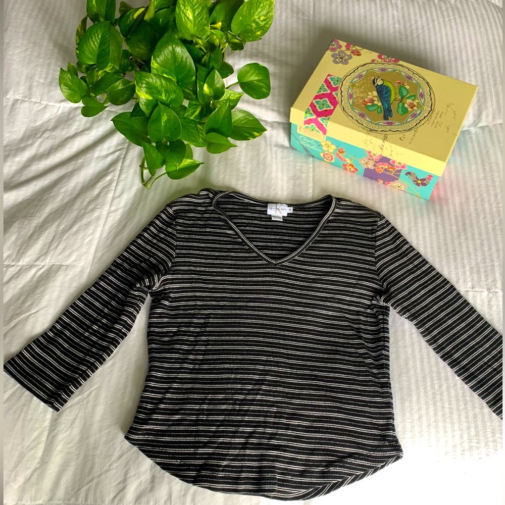 Calvin Klein, Striped, Mid Sleeve Length Shirt